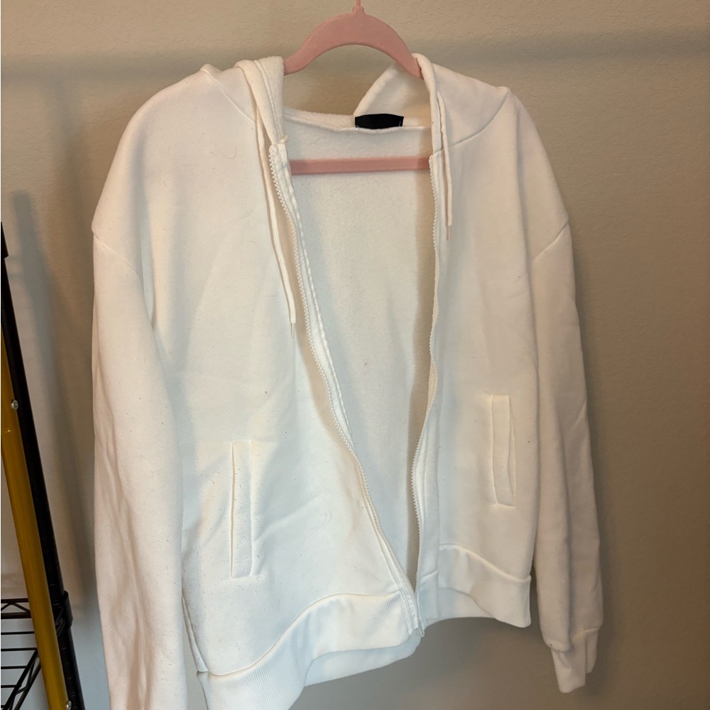 SHEIN White Hooded Knit Cardigan Jacket